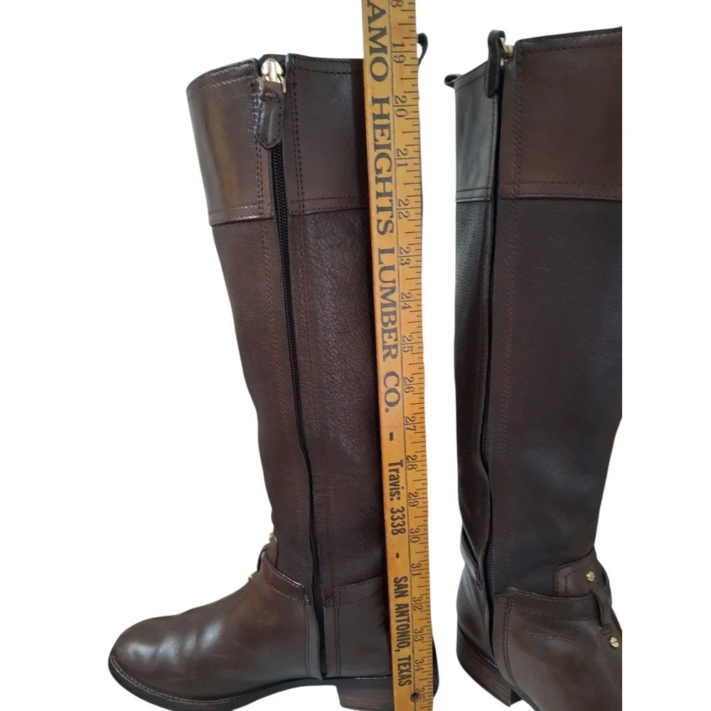 Tory Burch Brown Leather Riding Equestrian Buckle Knee High Boots Women's Size 7